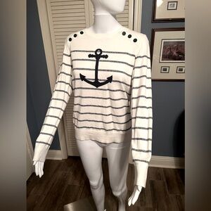 Nautica Black and White Anchor Sweater Size Medium